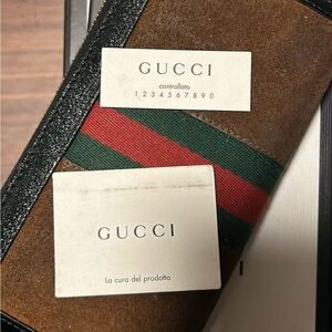 Gucci Black and Brown Wallet with Red Stripe